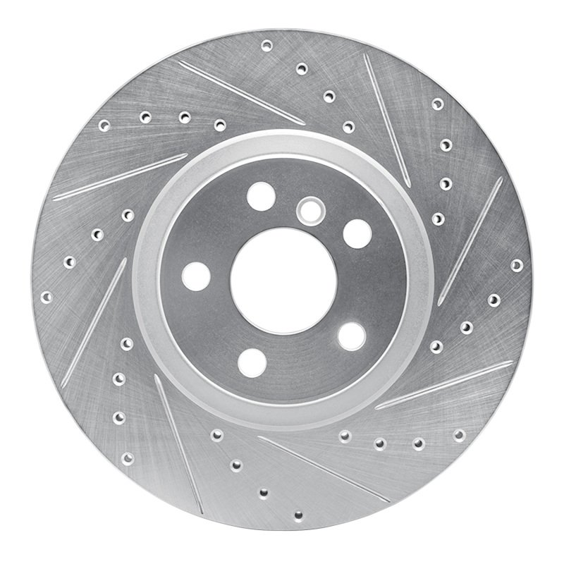 BMW X1 Brake Rotor (1) - Front Right - R1 Concepts - Drilled & Slotted - Silver - `15-`25